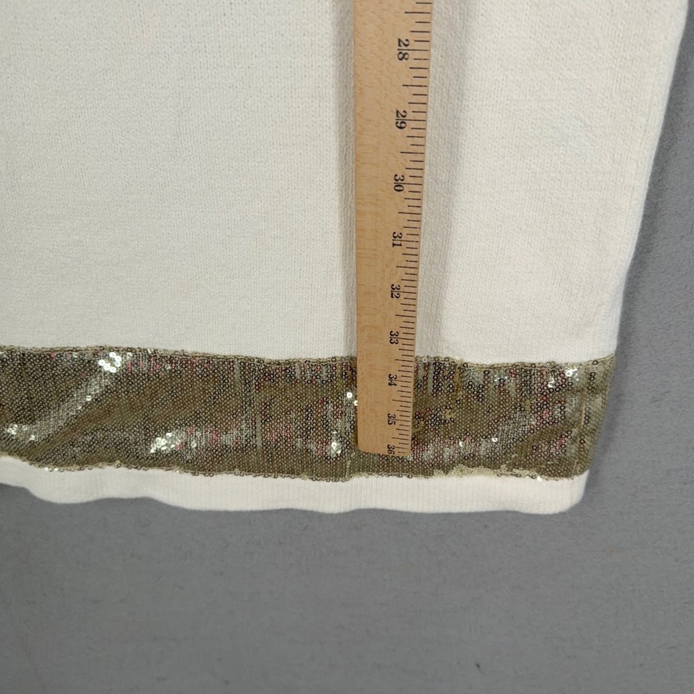 Peter England Dress Women Large White Gold Sequin Hem Knit Preppy Nantucket - Picture 10 of 11